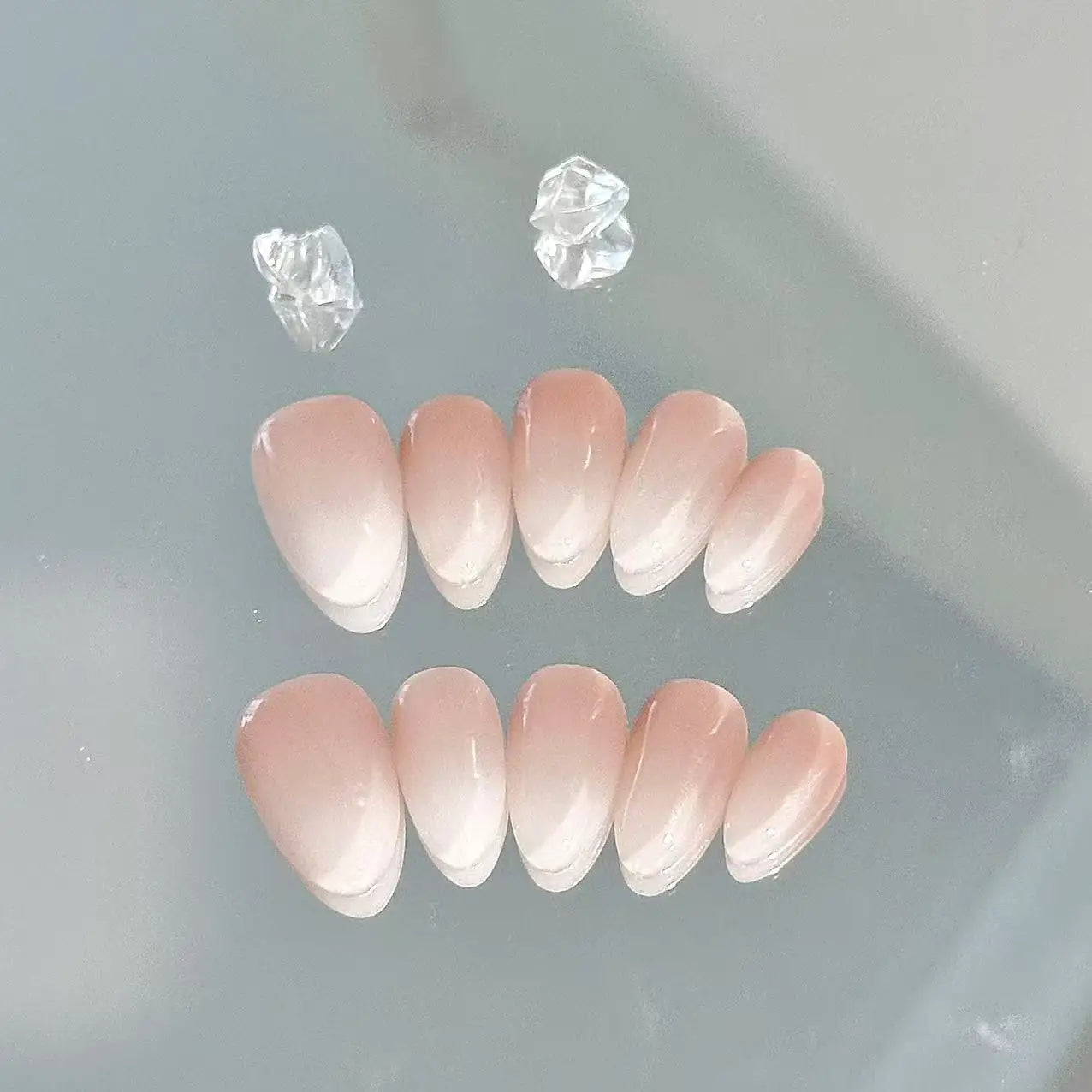 Nude And White Ombre Press On Nails