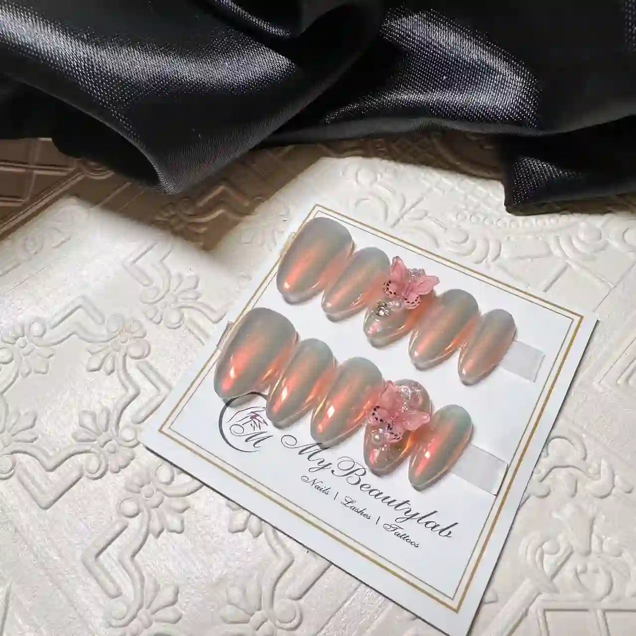 Dusk Chrome Long Press On Nails