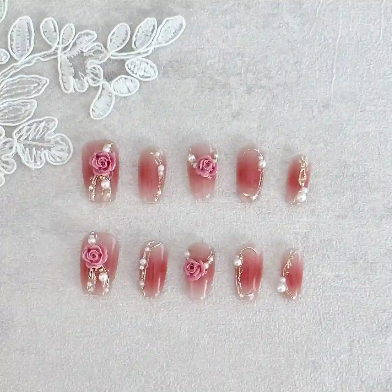 Rose And Gold Press On Nails