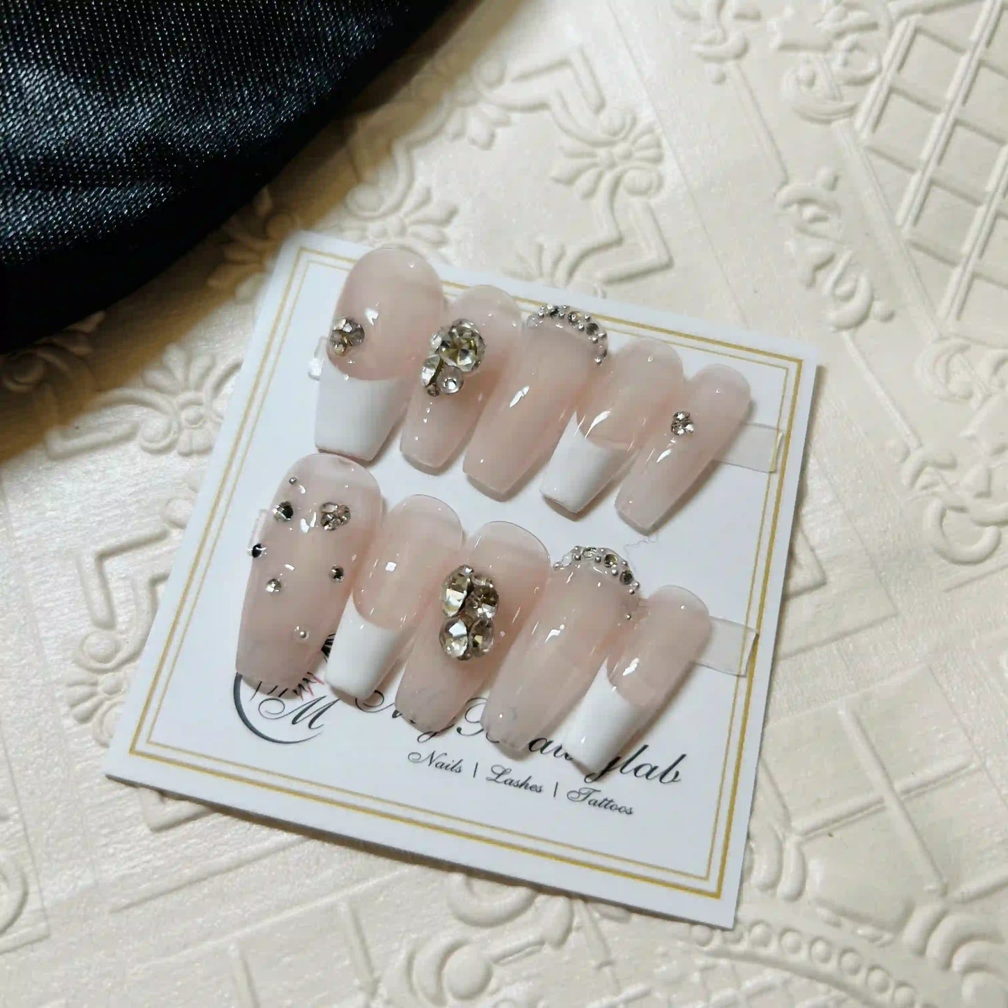 Dazzle French Long Press On Nails