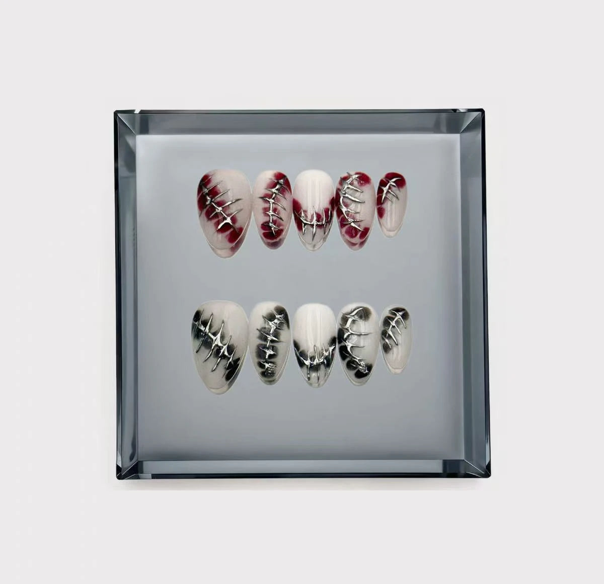 Bloody Stitched Horror Long Press On Nails