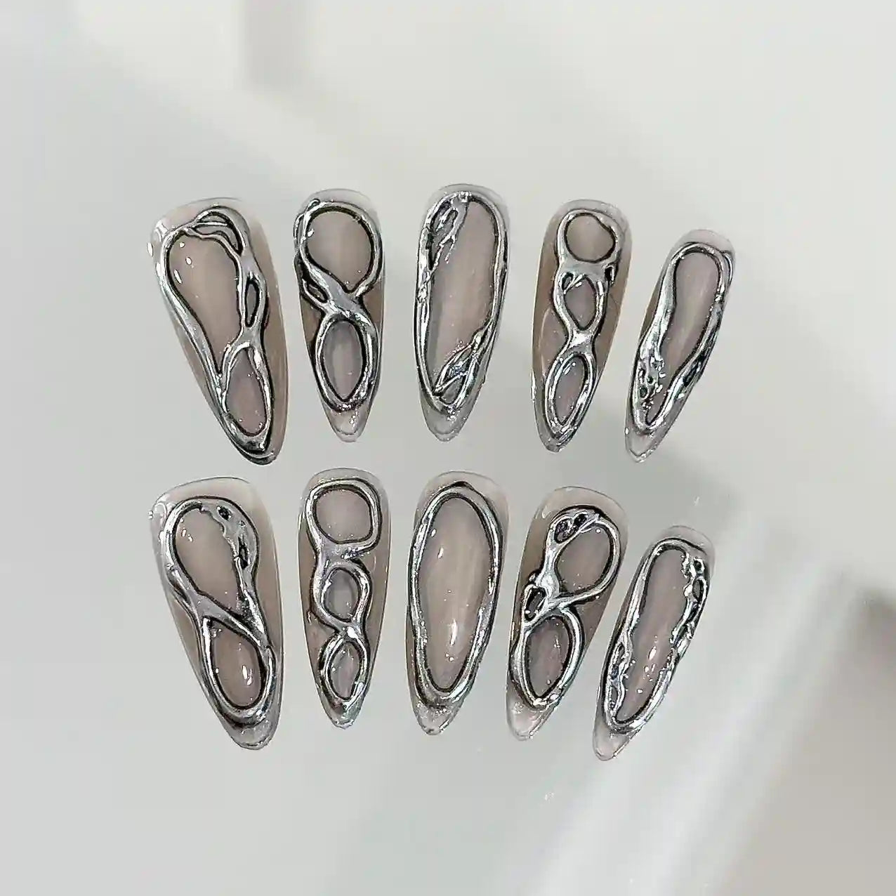 Silver Lava Press On Nails