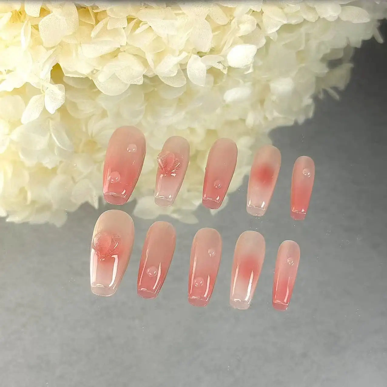 Blush Ombre Long Press On Nails