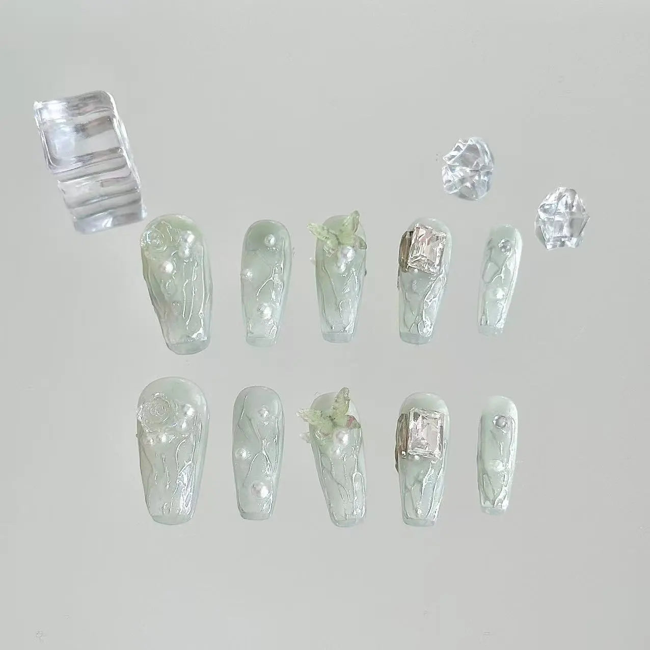 Fairy Green Long Press On Nails