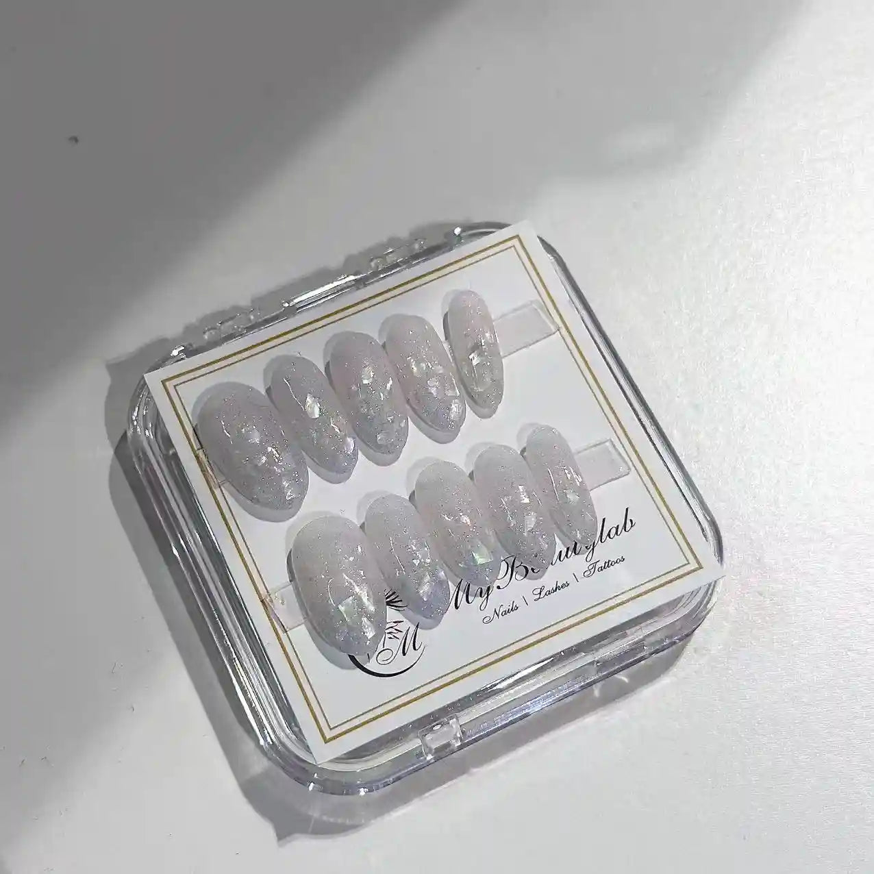 White Shells Press On Nails