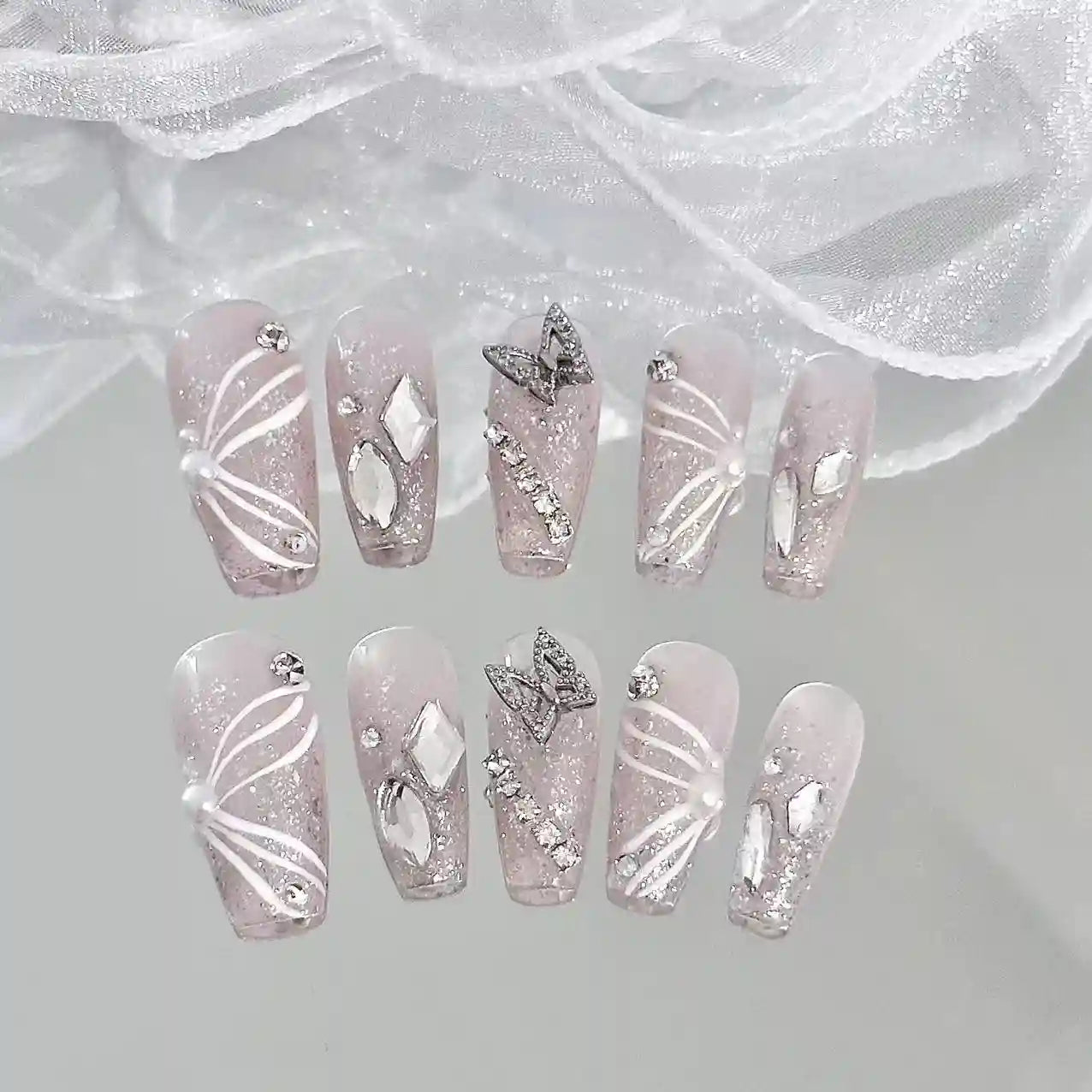 Nude Dazzling Ballerina Press On Nails