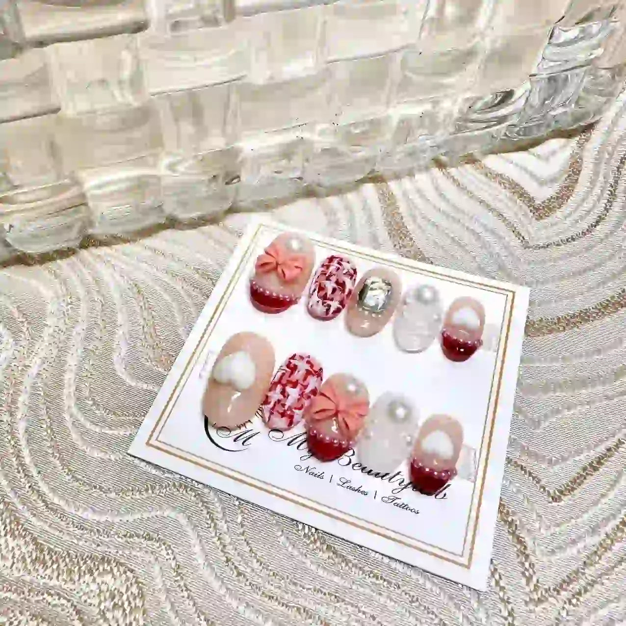 Red Tweed Press On Nails