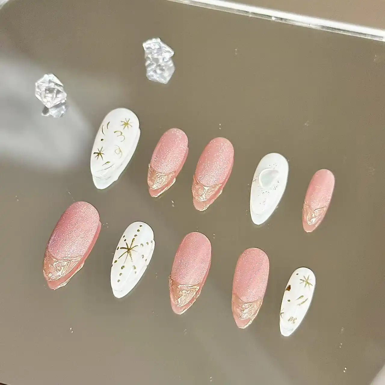 Starry Pink Press On Nails