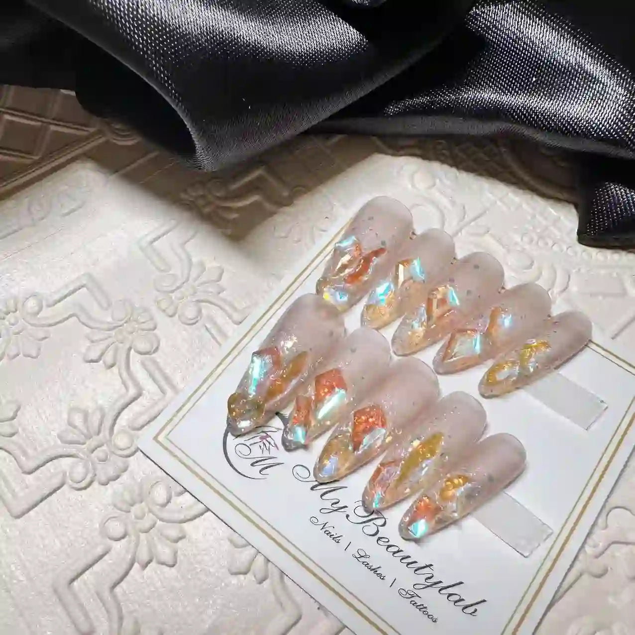 Candy Crystal Pink Long Press On Nails