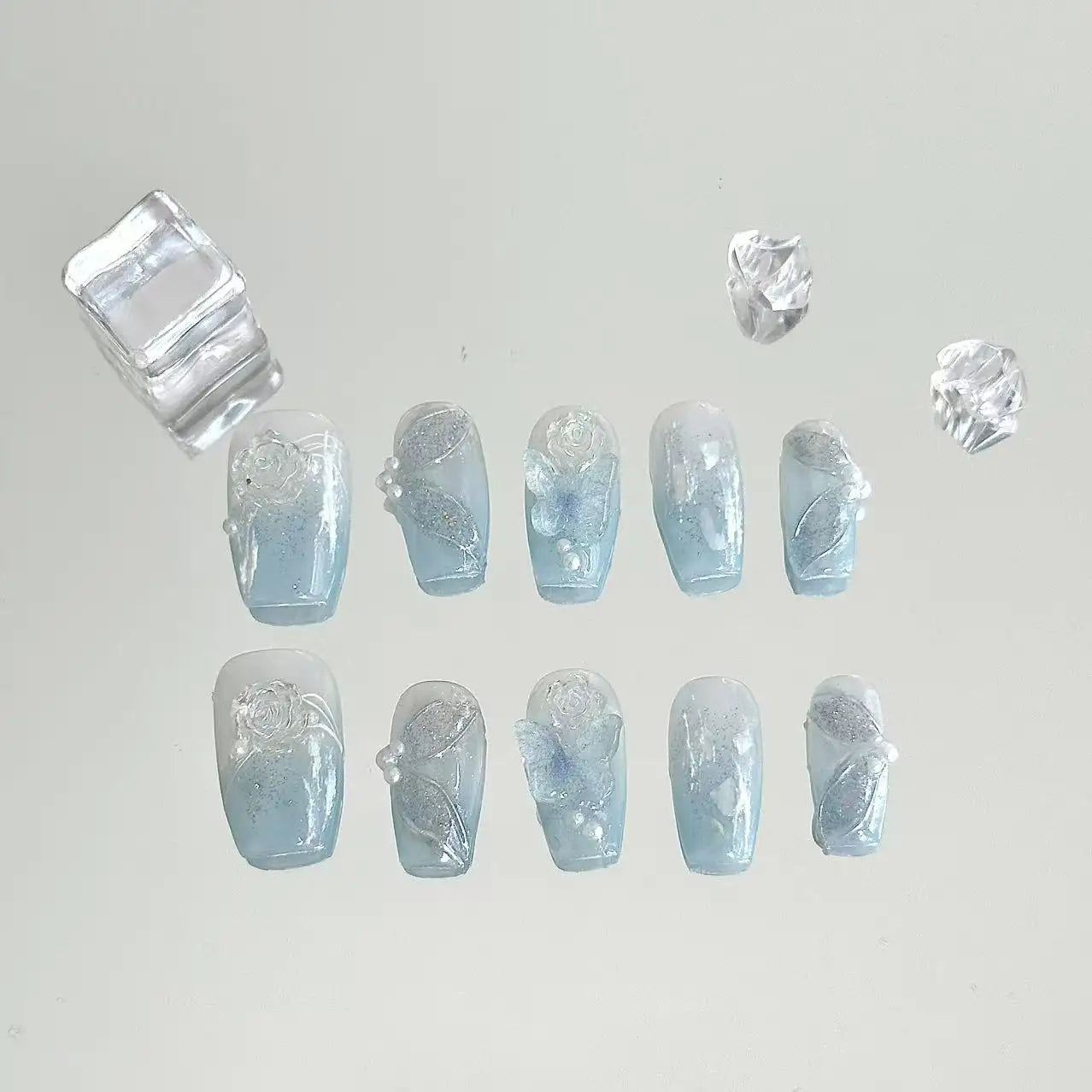 Baby Blue Fairy Long Press On Nails