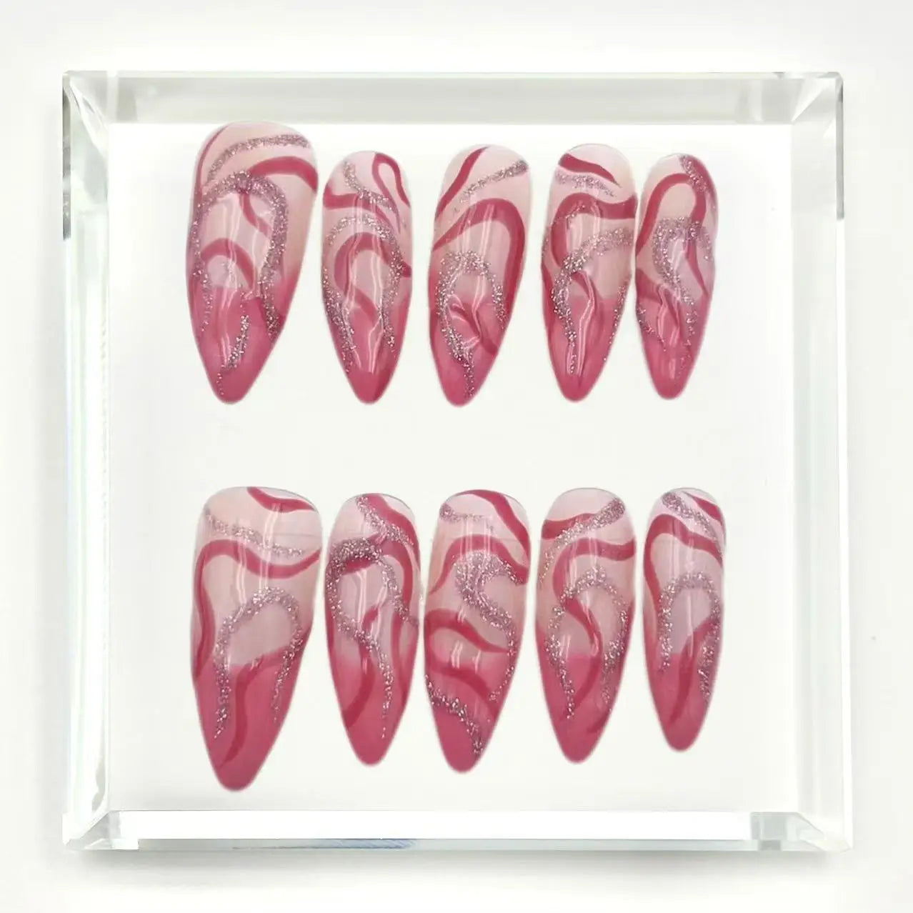 Crimson Swirl Press On Nails