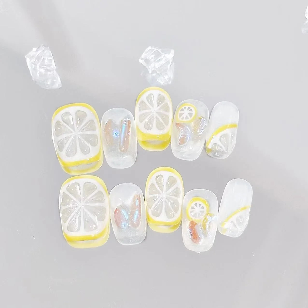 Lemon 3D Long Press On Nails