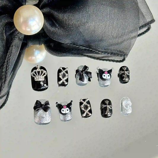 Black Princess Kuromi Short Press On Nails