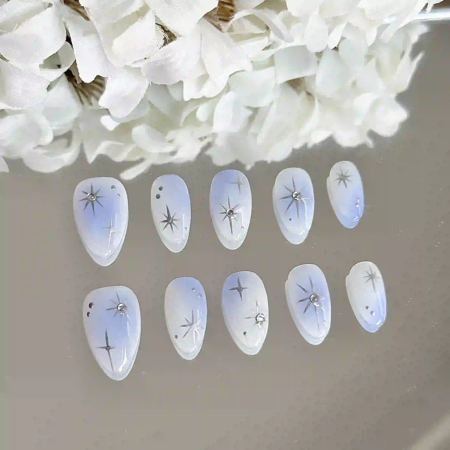 Stary Blue Press On Nails