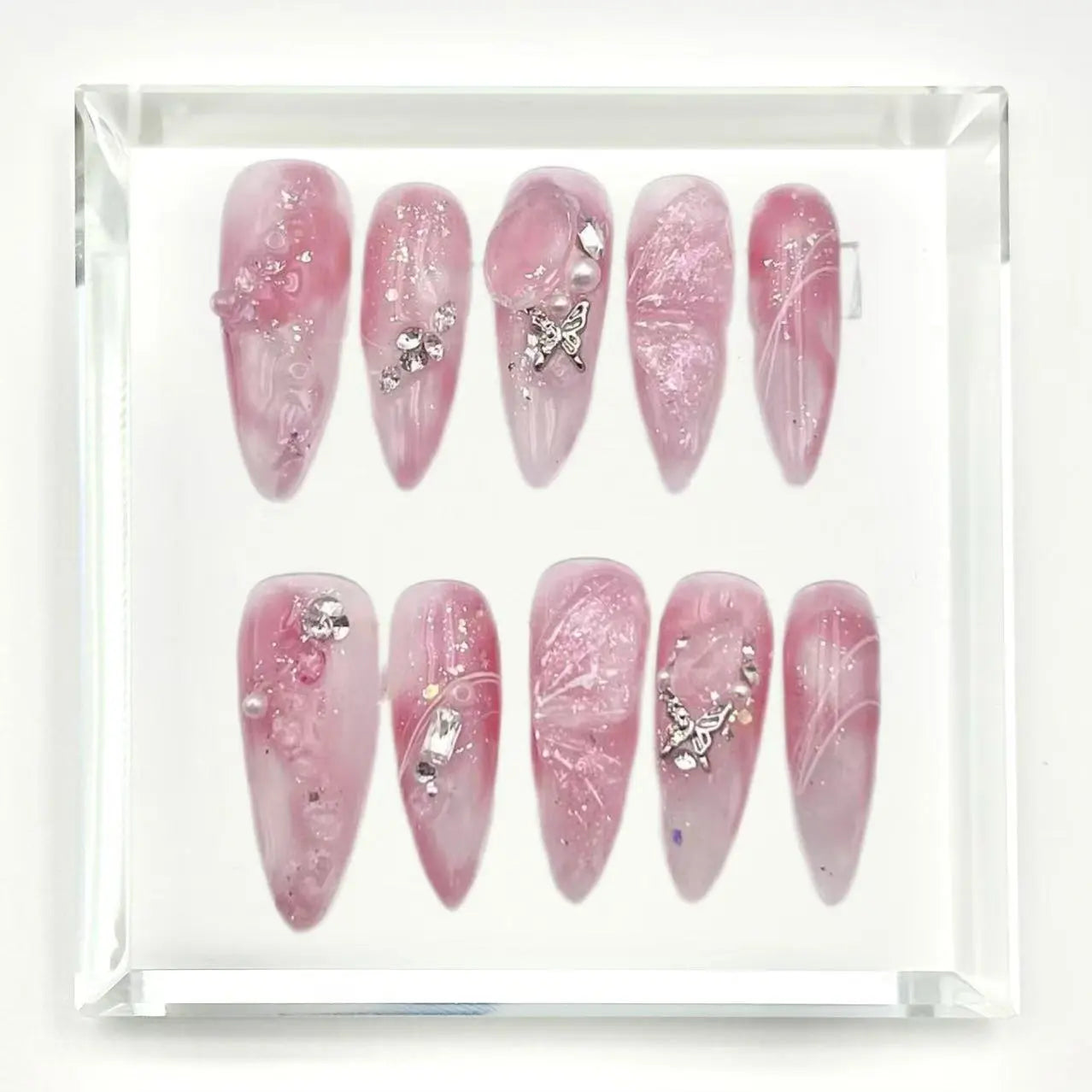 Pink Stardust Press On Nails