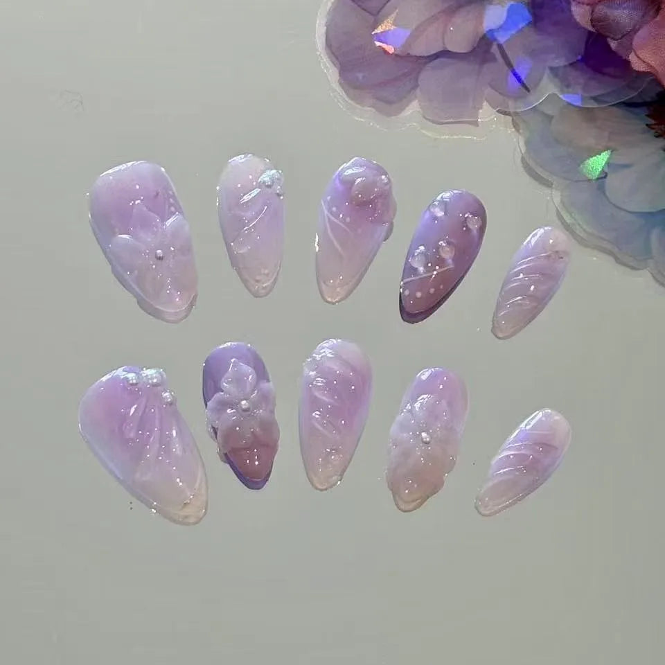 Lilac Whisper Long Press On Nails