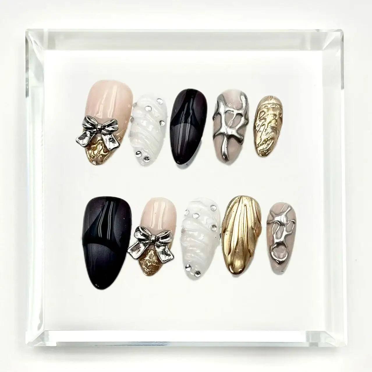 Gilded Ribbon Press On Nails