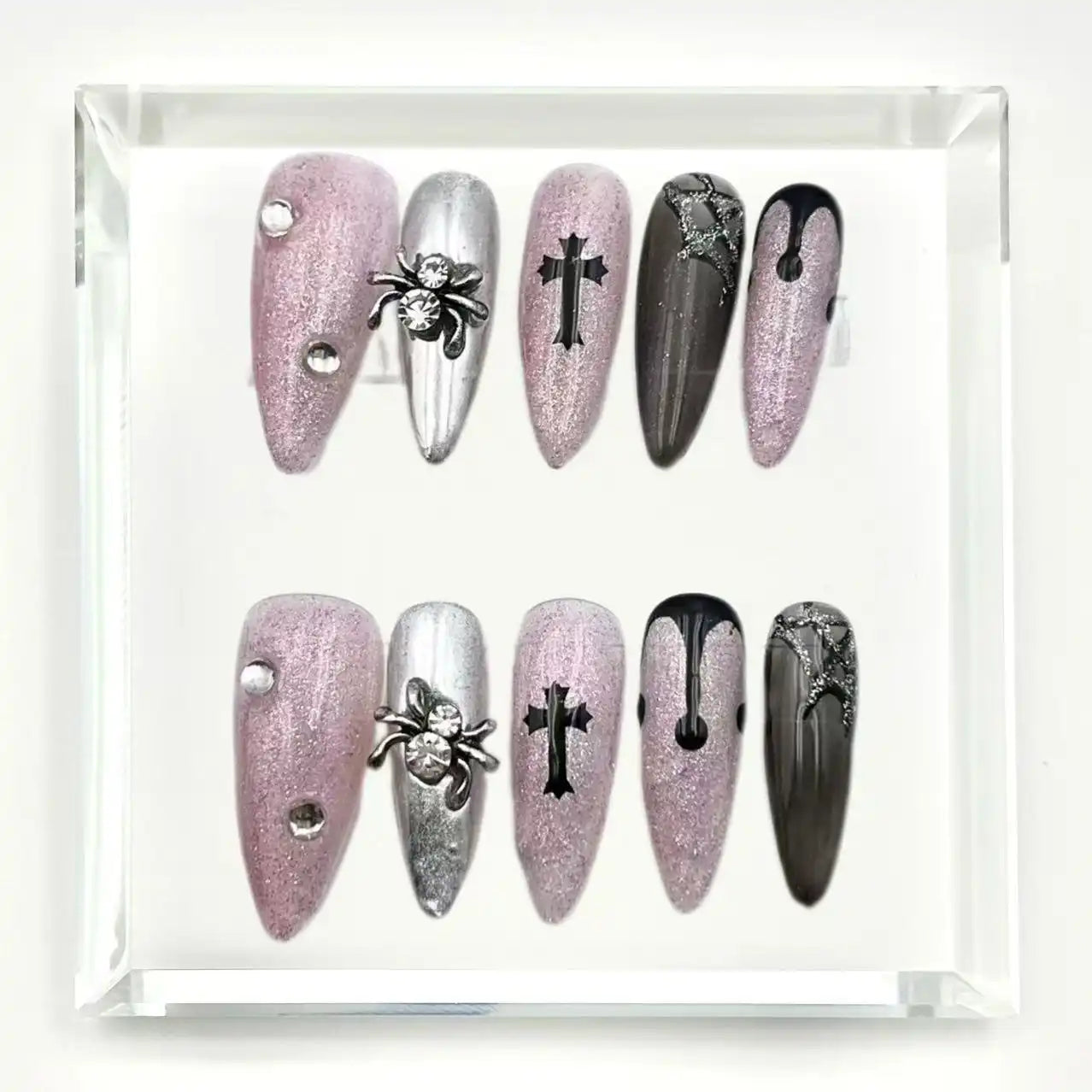 Black Widow Bloom Press On Nails