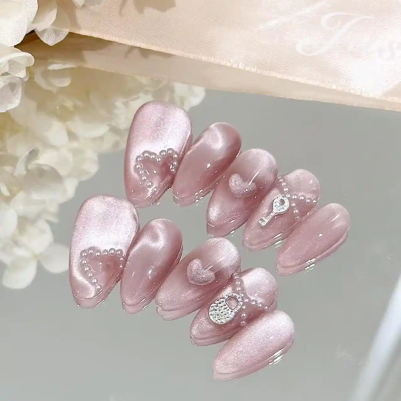 Rosy Mirror Press On Nails
