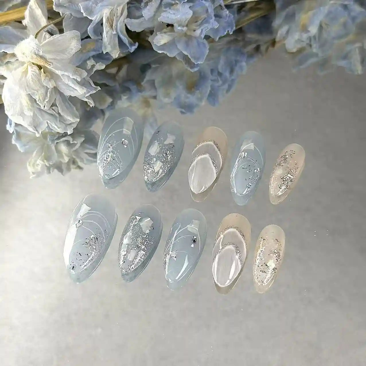 Soft Blue Ombre Press On Nails