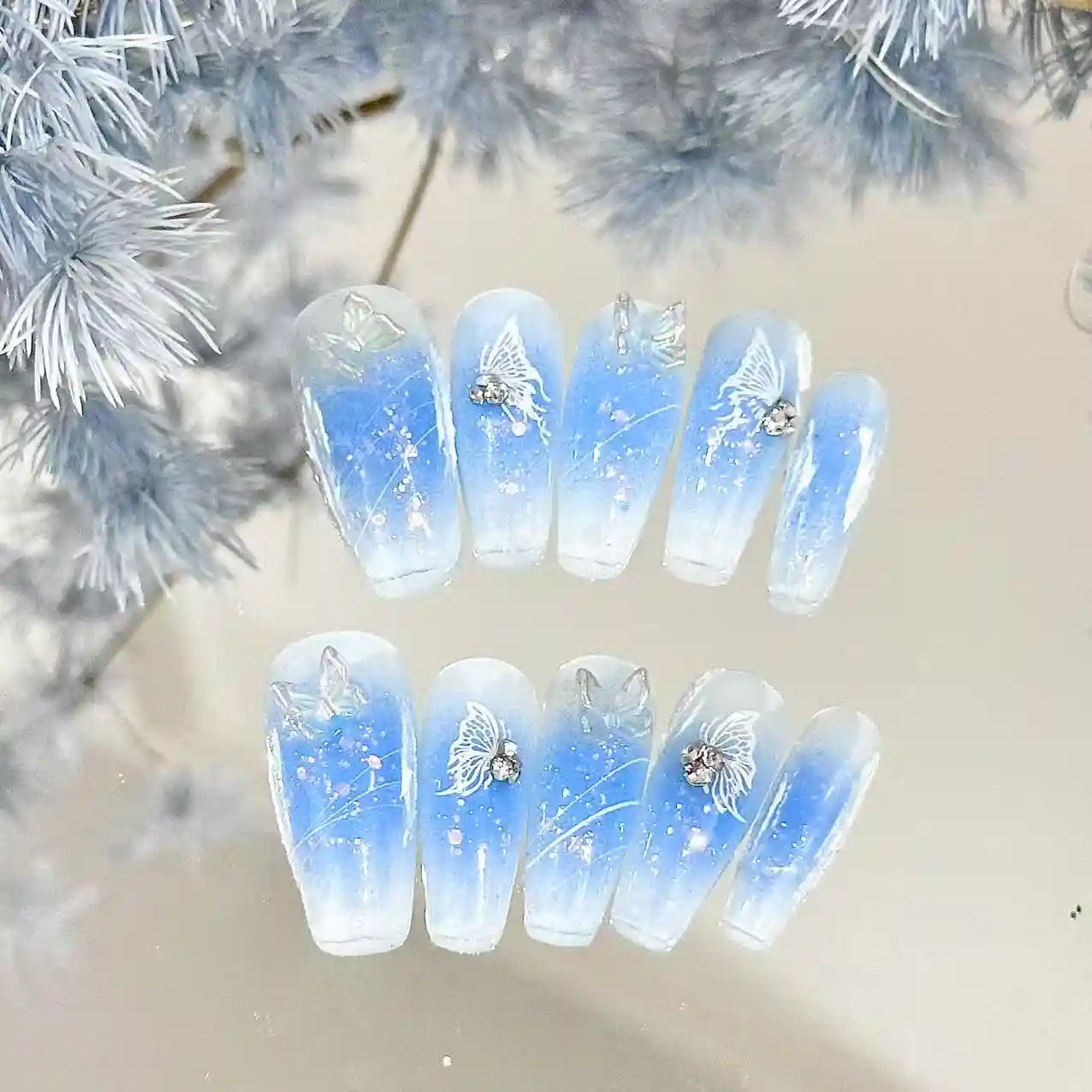 Passion Blue Press On Nails