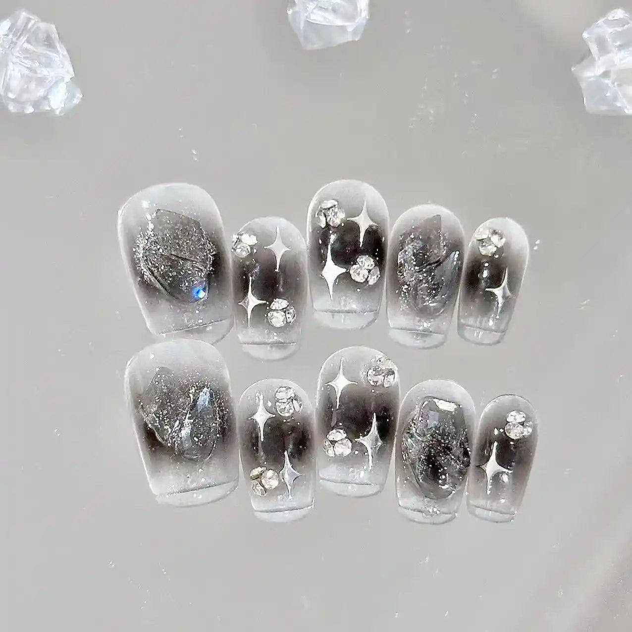 Twinkle Black Press On Nails