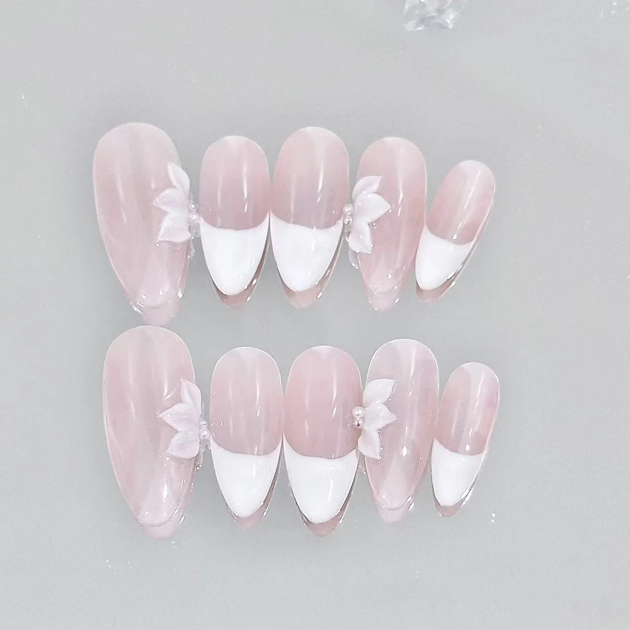 White Petal French Press On Nails