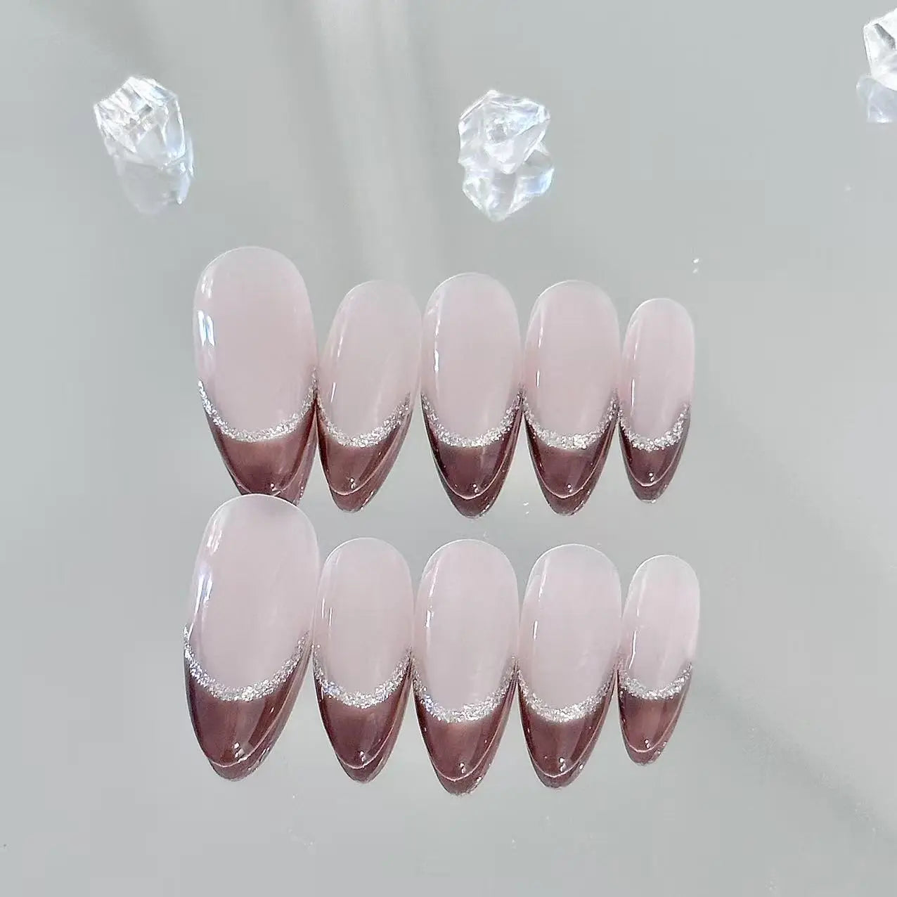 Brown French Long Press On Nails