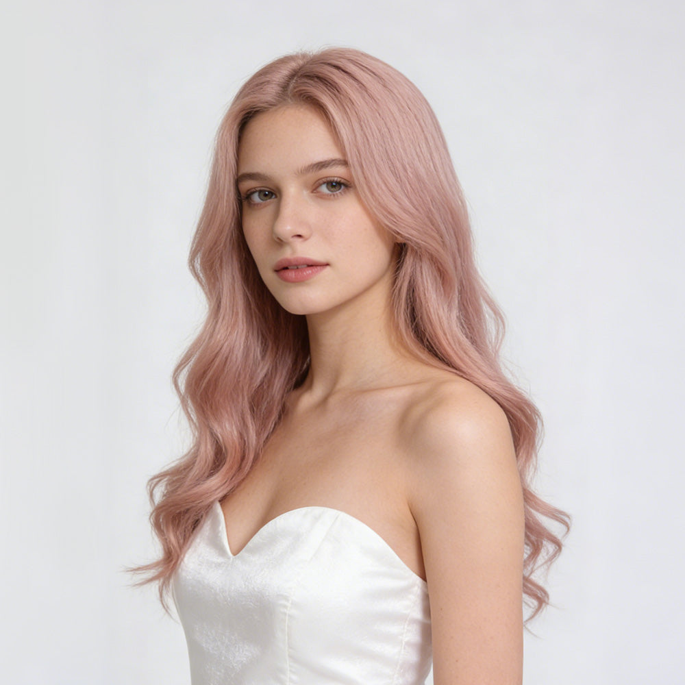 Rose Quartz-Long Pink Wavy Wig