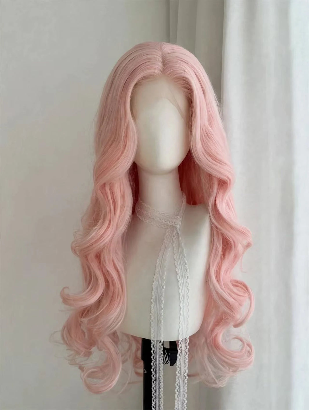 Rose Quartz-Long Pink Wavy Wig