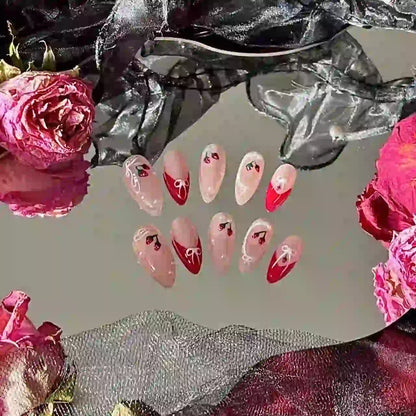 Strawberry In Lace Press On Nails