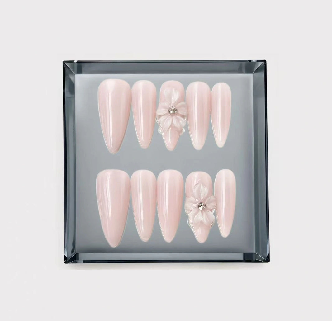 Petal Whisper Blossom Long Press On Nails