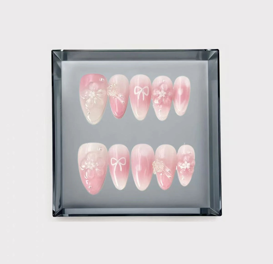 Violet Ombre Floral Press On Nails