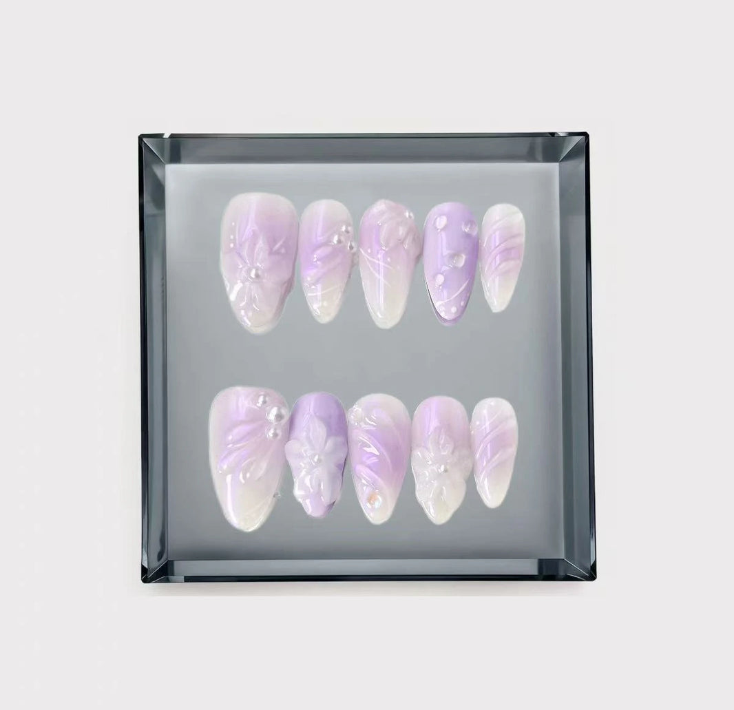 Lilac Whisper Long Press On Nails
