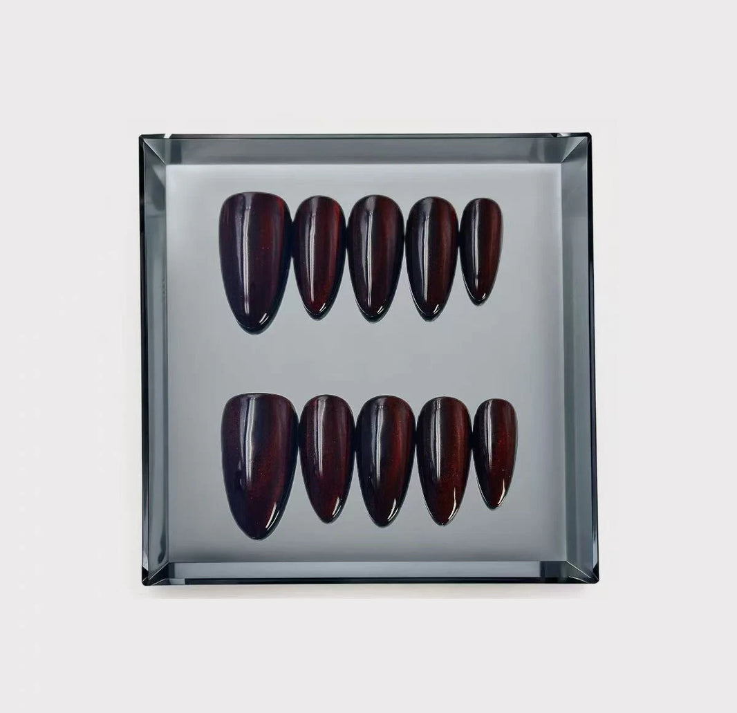 Velvet Wine Obsession Long Press On Nails