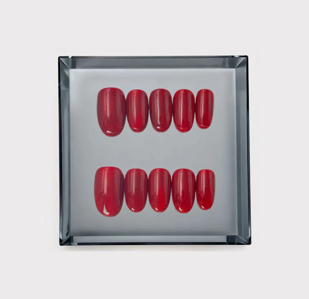 Crimson Velvet Shimmer Short Press On Nails