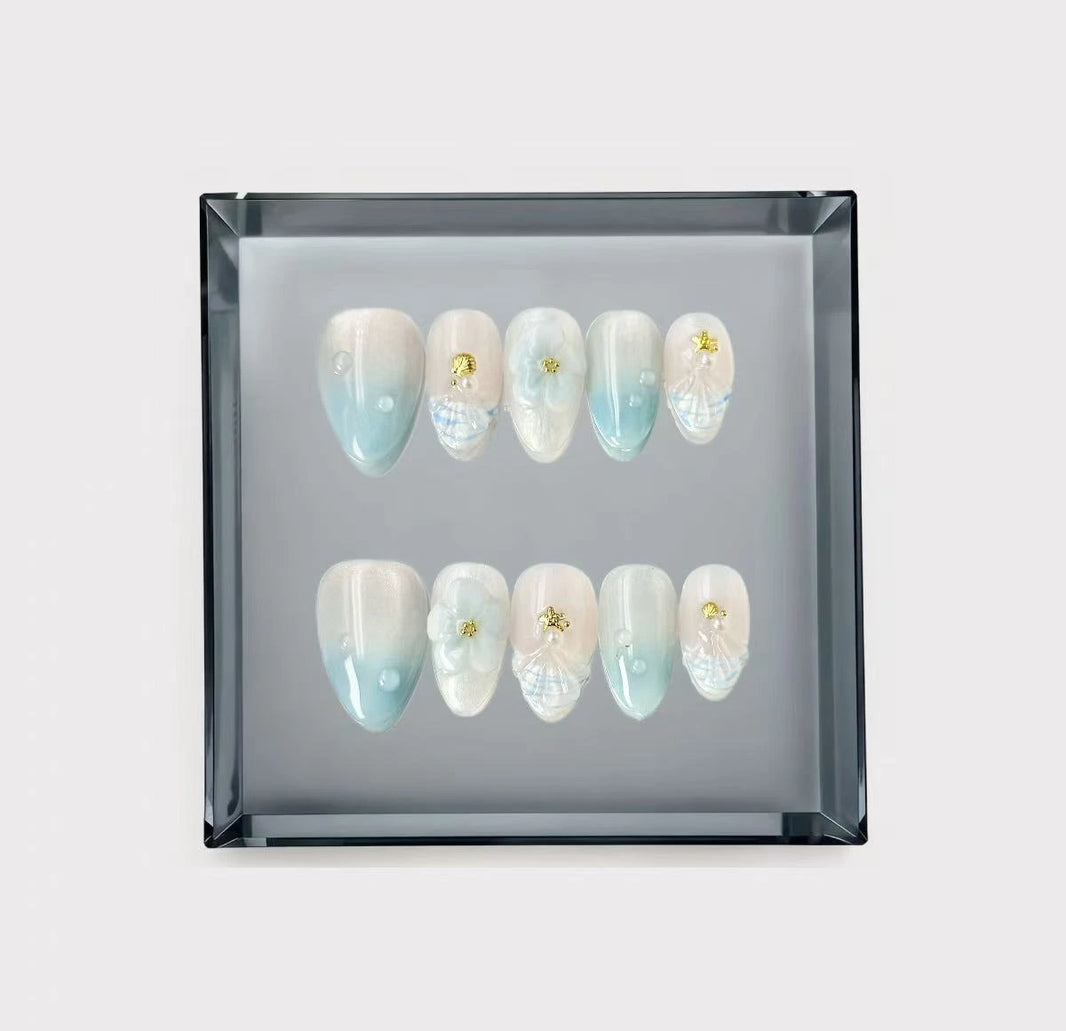 Seaside Serenity Short Press On Nails