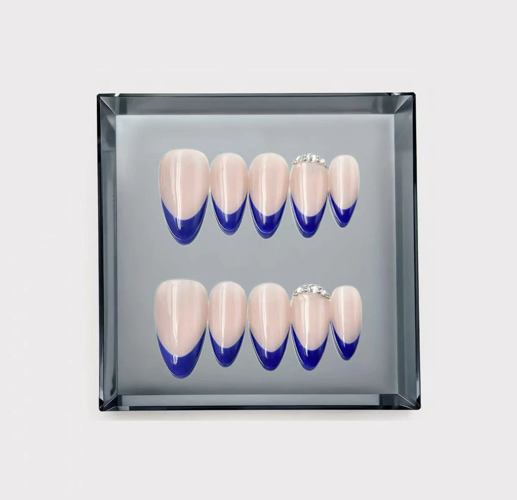 Royal Indigo French Long Press On Nails