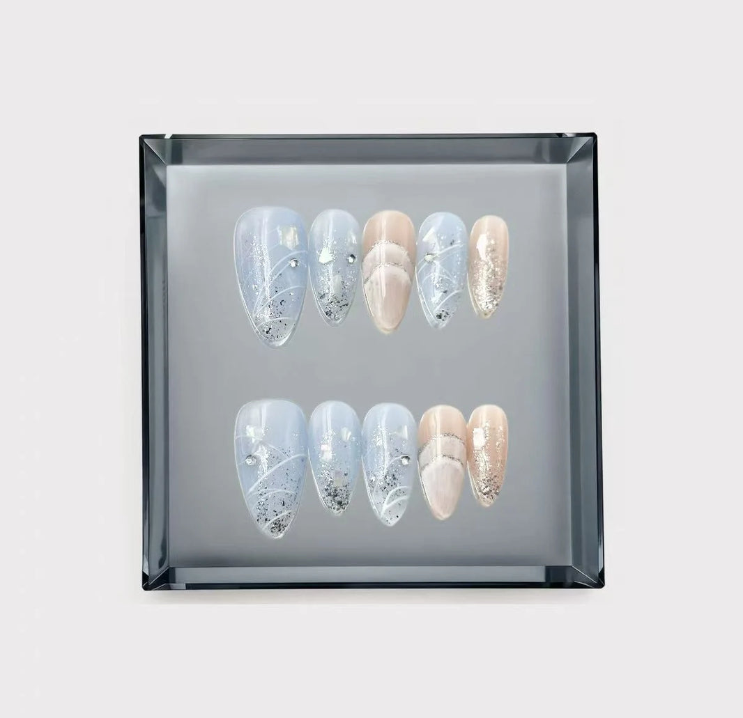 Soft Blue Ombre Press On Nails