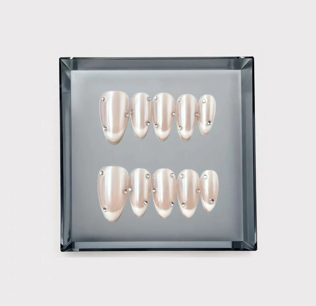 Pearly French Whispering Long Press On Nails