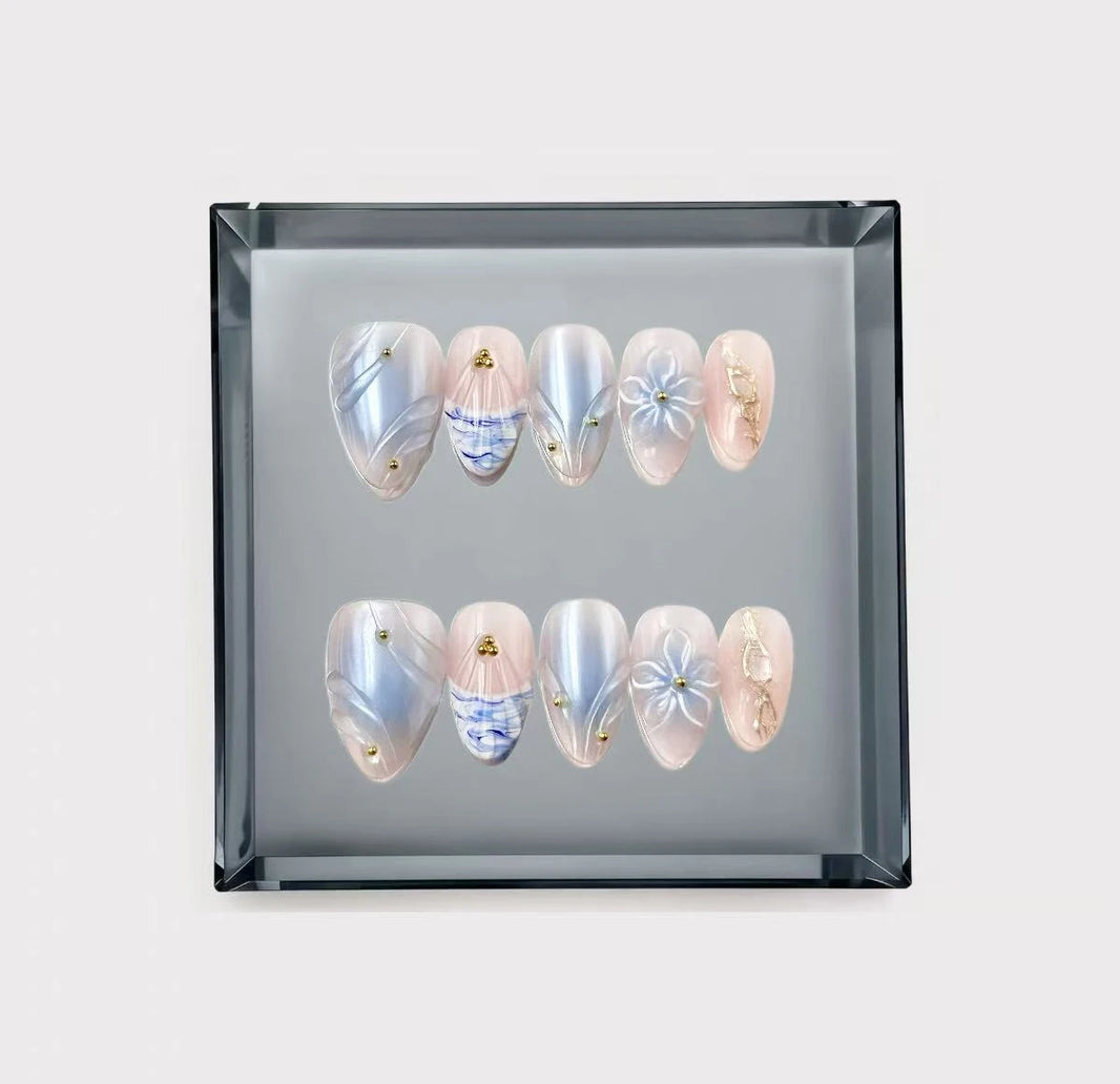 Imperial Crystal Heart Short Press On Nails