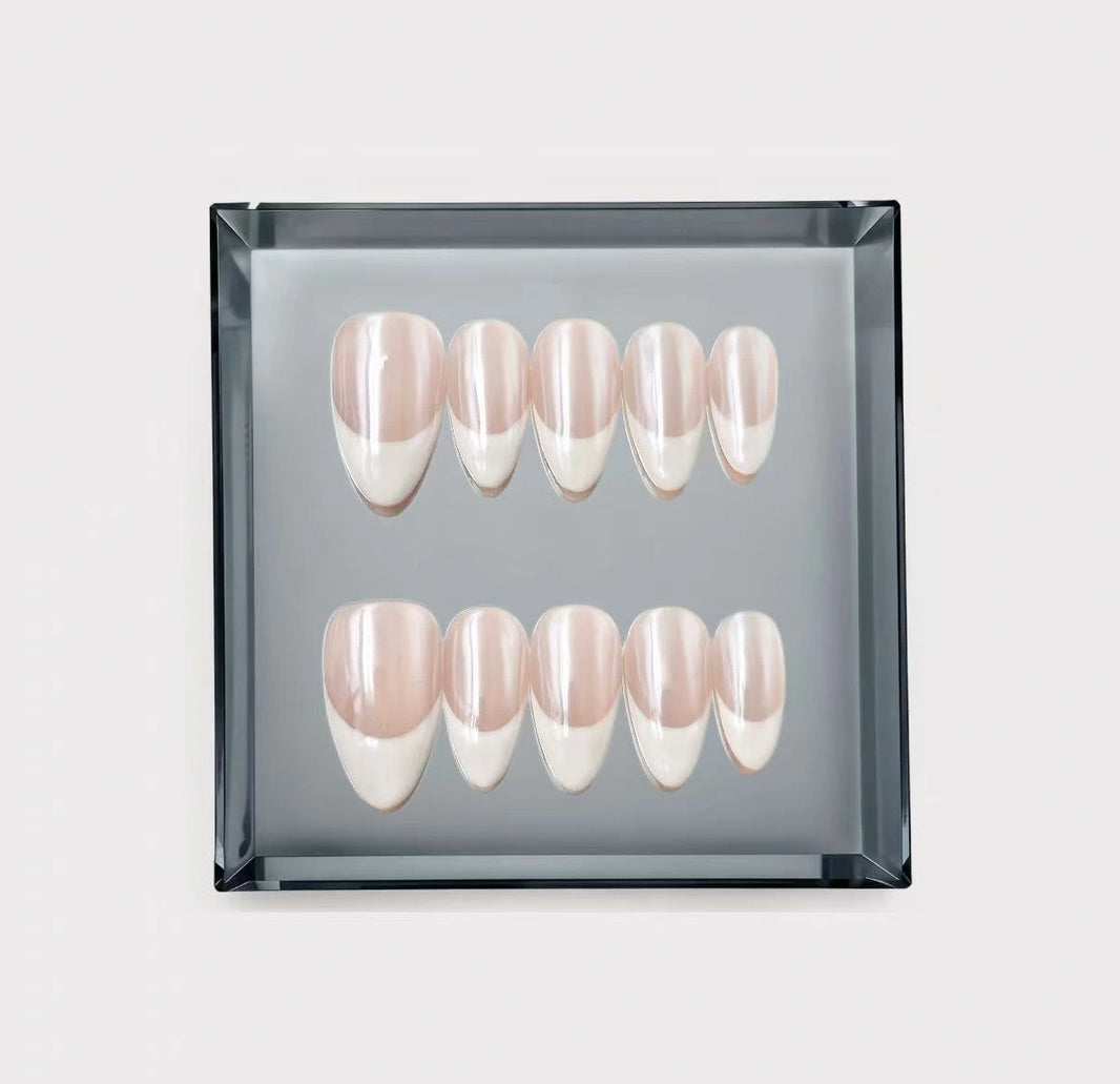 Glazed Classic Almond French Long Press On Nails