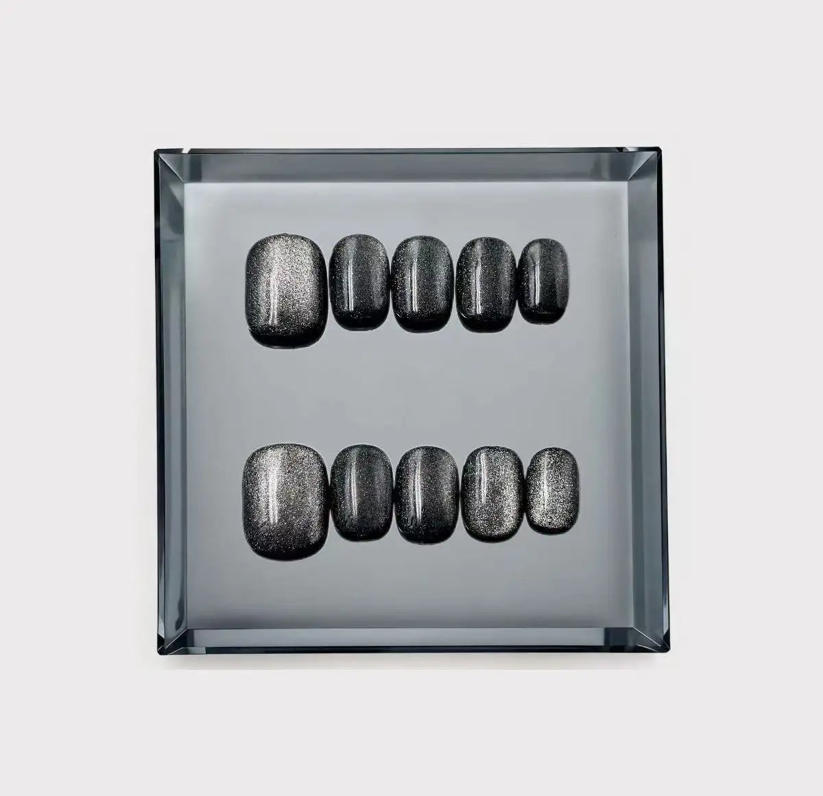 Midnight Galaxy Cat Eye Short Press On Nails