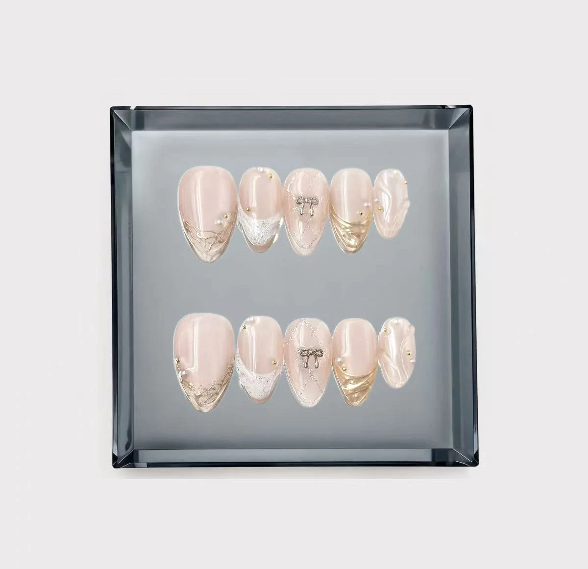 Vintage Coquette Lace & Ribbon Press On Nails