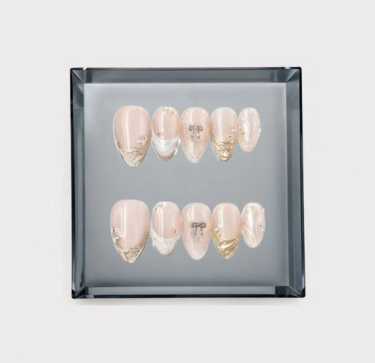 Vintage Coquette Lace & Ribbon Press On Nails