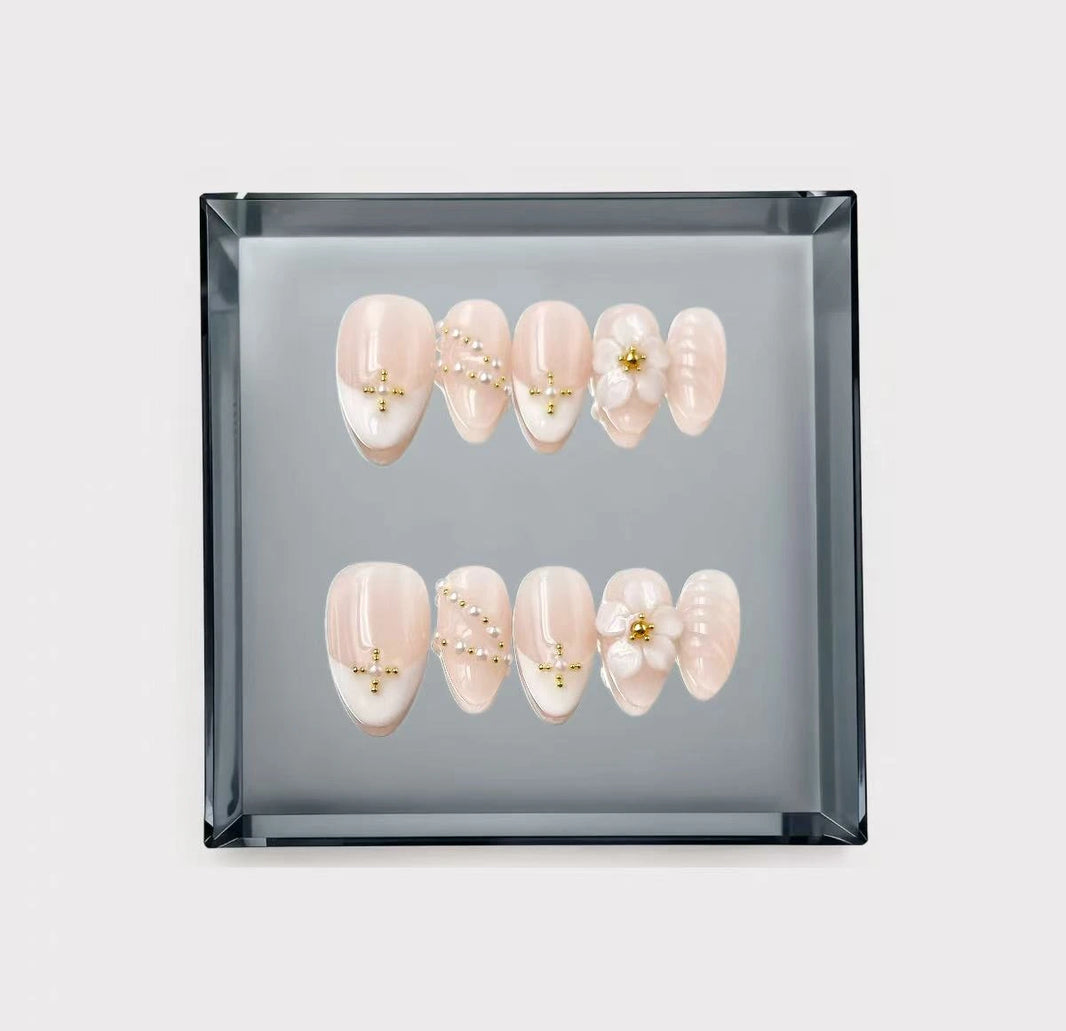 Bloom 3D Pearl Frenchie Press On Nails