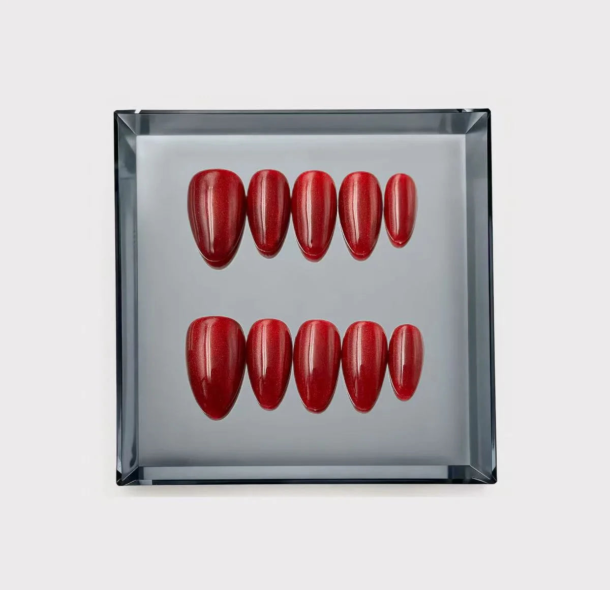 Deep Crimson Velvet Shimmer Press On Nails