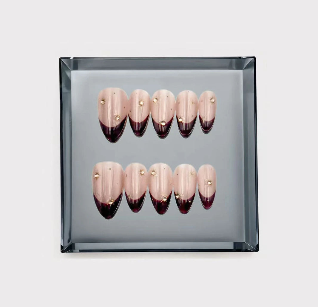 Amethyst Starburst French Long Press On Nails