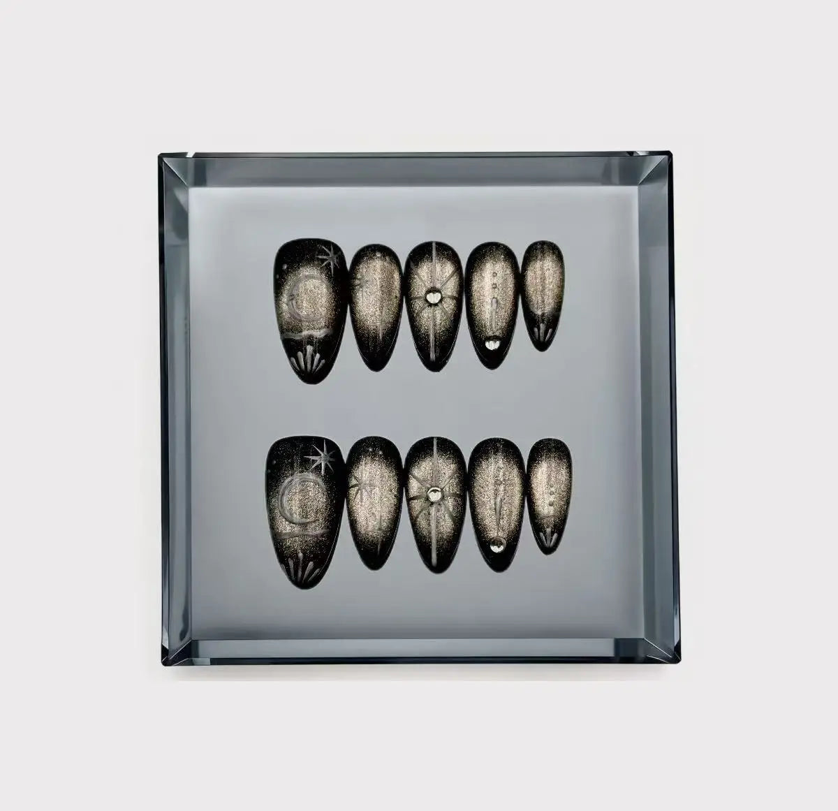 Celestial Golden Galaxy Long Press On Nails