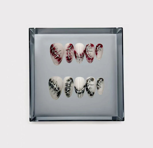 Bloody Stitched Horror Long Press On Nails